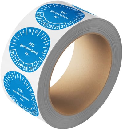 AED gecontroleerd op keuringssticker 26-31 - rol 20 mm - 1150 per rol