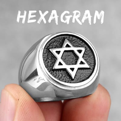 Jodendom Hexagram Davidster Roestvrij Staal Herenringen Punk Hip Hop voor Mannelijke Jongen Biker Sieraden Creativiteit Cadeau 10 white