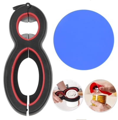 Cosensi - Multifunctionele Flesopener - 6-in-1 - Ideaal voor zwakke handen - Zwart - Kunststof - Geschikt voor senioren - Handig voor camping