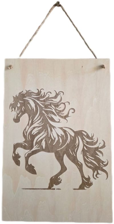 fries paard op hout gegraveerd Laserkado