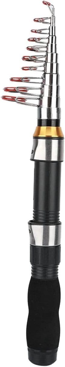 ONF3 - Telescopische Visstok - Mini Zeefishing Rod - Lichtgewicht en Compact - Zwart - Ideaal voor Reizen - Geschikt voor Zoet- en Zoutwater