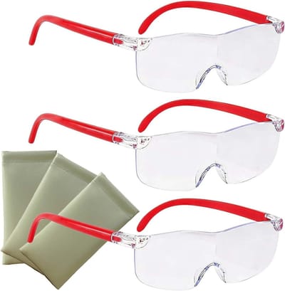 Vergrootbril set - Loepbril handsfree - Precisiewerk details - Voor brildragers - 3x vergroting - Rood