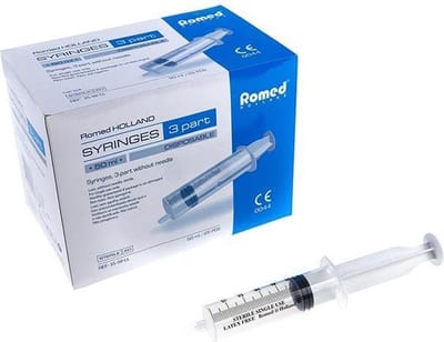 Romed 3-delige injectiespuiten 50ml luer lock 25 stuks Romed - Steriel verpakt