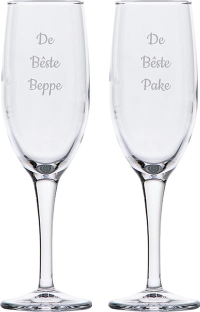 Gegraveerde Champagneglas 16,5cl De Bêste Pake-De Bêste Beppe