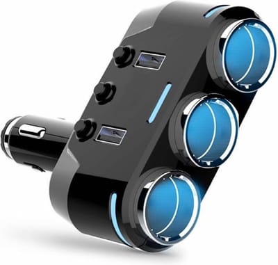 DrPhone CAR1 Multifunctionele Autolader - 3 Contactdozen -100W & 2 USB poorten 3.1A (1A / 2.1A) - Sigarettenaansteker