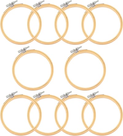 Set van 10 Verstelbare Borduurhoepels van 3 Inch voor DIY Creatieve Handwerken en Borduurkunst
