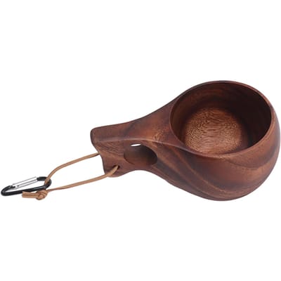 Houten Kampeer mok Houtblok Unieke Houtnerf Draagbare Houten Mok met Handvat Drinkbeker voor Koffie Thee Melk L(for 6.5-9kg)
