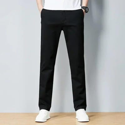 Lente Herfst Heren Mid Taille Knop Rits Lange Broek Zak Effen Rechte Pak Broek Mode Warme Casual Broek voor Mannen 38