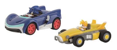 Carrera RC voertuig - RC Auto Mini - Team Sonic Racing - Sonic vs. Tails - Twin Pack - Schaal 1:43 - 7,5cm - 2,4GHz RC Model Kant en Klaar - Carrera