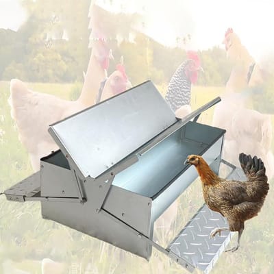 apparatuur het voeren van groot pluimvee Met de voet bediende kippenvoerbak automatische kippenvoerbakken accessoires kippenhokken Knaagdier- en regenbestendig,Silver/b