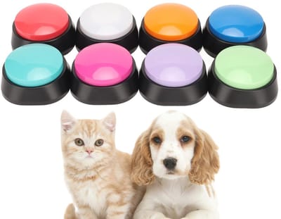 BRENZOOS- Honden Knoppen Set van 8 - 30 Seconden Opname Tijd - Honden Training - Draagbaar - Eenvoudig in Gebruik - Batterijen Niet Inclusief - Hondentraining