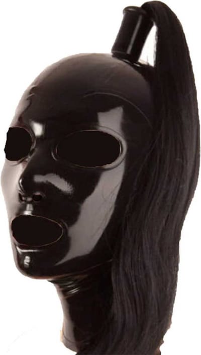 Fetisj latex masker met staart - One size voor XS t/m M - Sex masker - Seks BDSM - Rubber - 4MM dik - Extra staart functie voor controle