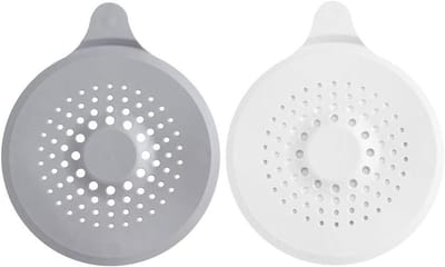 Afvoerzeef - Haarvanger - Douche en gootsteen - Sterke zuignap - 17x14cm - Wit grijs