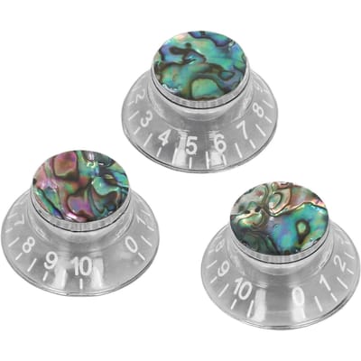 Lot de 3 Boutons de Volume et Tonalité Top Hat cannelés pour Guitare Électrique Les Paul Pièces de Rechange Transparent avec Caractères Blancs gray