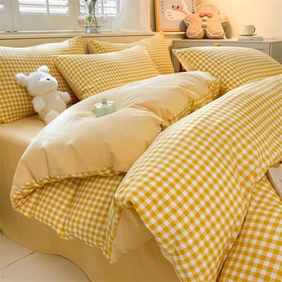 Zachte Dekbedovertrekset in Ruitstijl Beddengoedset voor Alle Seizoenen, Eenpersoons/Tweepersoons/Twin/Volledige Maat, Inclusief 2 Kussenslopen, Onderhoudsvriendelijk 150x220cm 3pcs