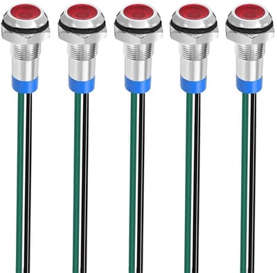 Dailygoody - LED Indicator Licht - Waterdicht Signaal Lamp - Rood - 8mm - Helder en Duurzaam - Geschikt voor Diverse Toepassingen - 5 Stuks