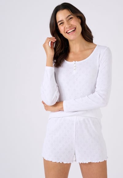 Damart - Petits Coeurs T-shirt met lange mouwen - beperkte editie - Dames - Wit - 42-44 (M)