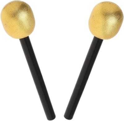 Atosa Gouden speelgoed microfoon - 2x - kunststof - 25 cm - optreden - zingen
