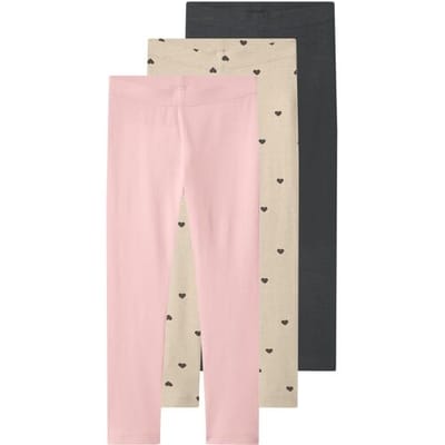 LUPILU Set van 3 kinder leggings (Beige, 98/104)