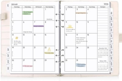 Navulbare A5 Kalender - Ringband Planner - Afspraken Plannen - 13 Maanden Gebruiksduur - A5 - Beige