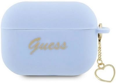 Guess Heart Silicone Case - Geschikt voor Apple Airpods Pro 2 (2e Gen) - Blauw