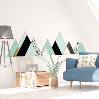 Muurstickers - Decoratie voor slaapkamer/woonkamer - Gigantische muursticker van Scandinavische bergen ENNEDI - 100x150cm