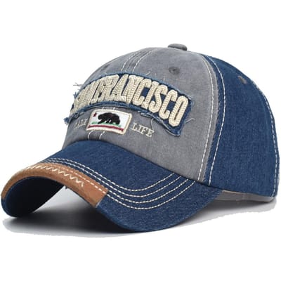 Casquette de baseball pour homme réglable en coton lavé avec broderie de requin Chapeau de soleil usé pour la pêche en extérieur, les voyages Adjustable gray