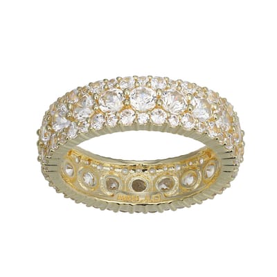 Cavill - Zilveren Ring Verguld 925 Sterling Zilver - Nigeriaanse Zirkoon 3 95 ct - Elegant Pavé Sieraad voor Dames Maat 17 18 19