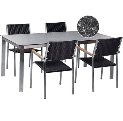 COSOLETO/GROSSETO - Tuinset 4 persoons - Zwart - Graniet/Rotan