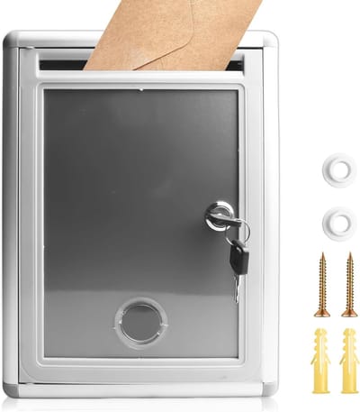 Robuuste metalen brievenbus en sleutelkluis, wandmontage, veilig voor thuis en kantoor, 21 x 10 x 28 cm, met sleutelslot en dispenserfunctie