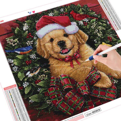 Peinture Diamant 5D DIY Chien Broderie Diamant Mosaïque Vente Animal Image de Strass Cadeau de Noël Full Square 30x30CM
