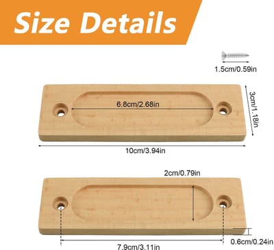 Dailygoods- Schuifdeurtrekken Houten Rechthoekig - 2 Stuks - Inbouw - Flush Pull - Modern Design - Comfortabele Aanraking - Deurgrepen