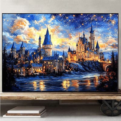 Diamant schilderij set/DIY diamant set voor kinderen/diamant schilderij vol diamanten/volwassen DIY diamant set/mozaïek schilderij - Kasteel in het maanlicht 40*50CM