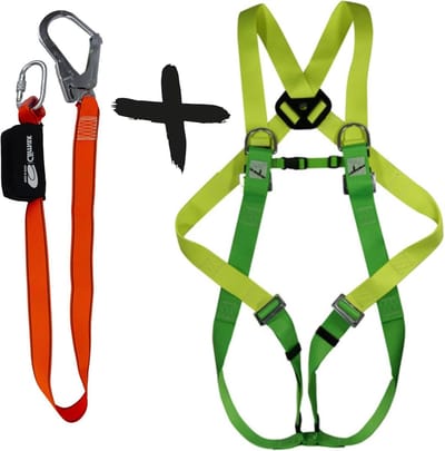 Valbeveiligingsset - Veiligheidsharnas Set - Werken op hoogte - Met schokdemper - 58 x 11 x 7 cm - Fluor