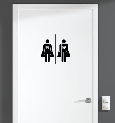 Deursticker - Superwoman & Superman - Zwart 16x16