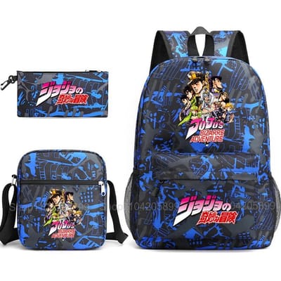 JoJo's Bizarre Adventure Rugzak Anime Mochila Student Tiener Schooltas met Schoudertas Etui voor Jongens Meisjes