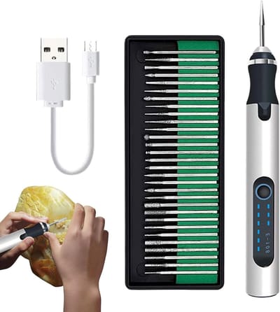Graveerpen - Elektrisch Gerei - Materiaal Personaliseren - Oplaadbaar & Verstelbaar - 12cm - Zilver