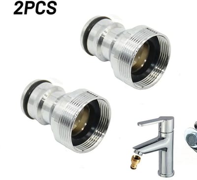 2 stuks zilver, compatibel met binnen-22mm en buiten-24mm schroefdraad, kraanslangadapter voor tuinsproeiers, sproeiflacons, keuken- en wastafelkranen.