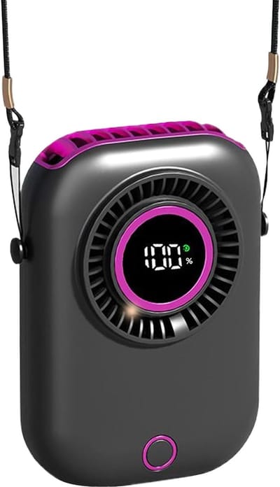 Draagbare Neckfan | 5 Snelheden Met Draagkoord En Sfeerverlichting - Mini Hand Ventilator Voor Nek Verkoeling,Voor Binnen Buiten Reizen Wandelen Picknick Sport Vakantie Thuis Kantoor Gym
