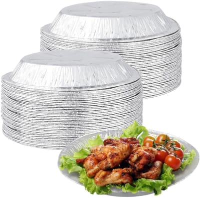 Dailygoods - 60 stuks aluminiumfolie bakjes van aluminiumfolie van 20 cm voor taarten, taarten, heteluchtfriteuse koken