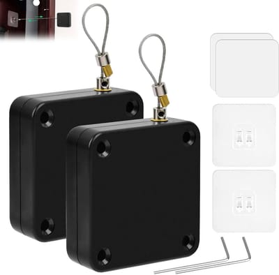 2x Automatische Deursluiter - 1KG trekgewicht - Stikkerklevend - Met Trekkoord - Dranger/ Deur sluiter - Deurdranger - Deuropvanger- Zelfsluitend - Zelfsluitende Deuren - Schuifdeur Dranger - Zelfsluitende Deur - Verdekte Montage - Past op elke deur