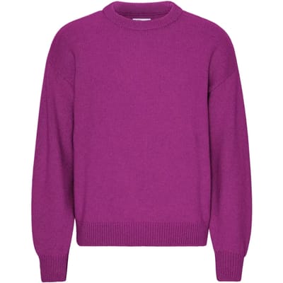 Oversized merinowollen trui met ronde hals Colorful Standard Magenta Blaze