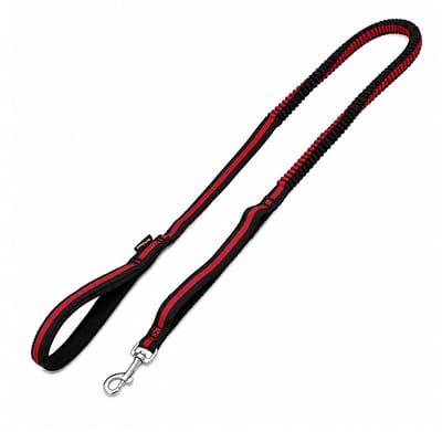 Jack and Vanilla Hondenriem - Hondenlijn 120 cm - Schokabsorberend - 2 Handvatten - Zacht Handvat - Zwart/Rood