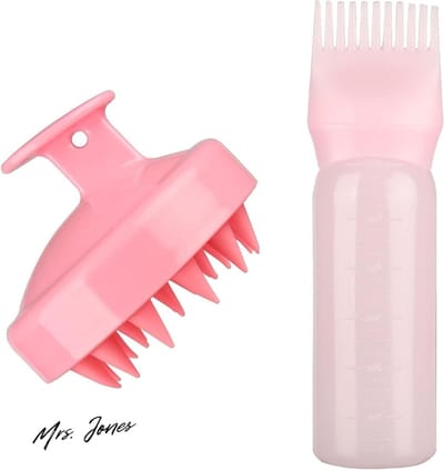 Mrs. Jones Wortelkam Applicator Fles Hoofdhuid Massager Shampoo Borstel Haarkleurstof Behandeling - Roze .
