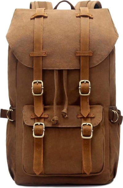 Outdoor Canvas Rugzak, Waterdichte Reis Hiken Kamperen Rugzak Tas, Grote Casual Dagrugzak, College School Rugzak, Schoudertas voor 15" Laptop Tablets