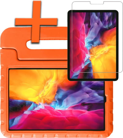 Hoesje - Geschikt voor Apple iPad Pro (2022) - 11 inch - 4e generatie - Met Screenprotector - Kinderhoes Shockproof Bumper - Kidsproof Case - Tablet Hoes - Kinder Hoes Cover - Oranje