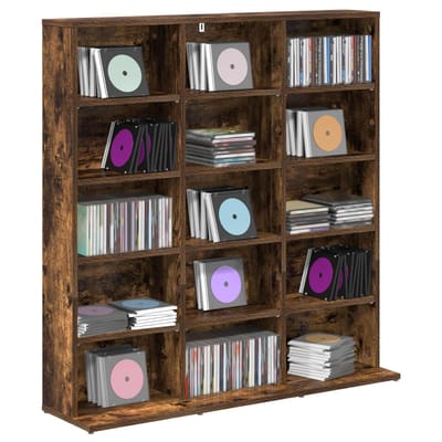 vidaXL - CD - Kast - Gerookt - eiken - 96 - x - 23,5 - x - 97,5 - cm - Bewerkt - hout