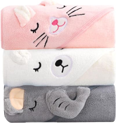 Badhanddoek met capuchon voor baby's - 3 stuks extra zachte en absorberende badhanddoeken