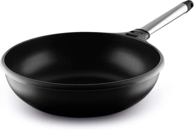 Aluminium Wok met Afneembare Handgreep voor Optimale Kookprestaties