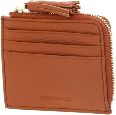 COCCINELLE Leren kaarthoes Tassel Credit Card Holder Crab Lichtbruin